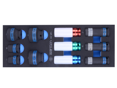 ZESTAW NASADEK UDAROWYCH 1/2'' 11 cz. KRÓTKIE 17 - 36mm, DO KÓŁ 17 - 21mm, WKŁAD EVA King Tony 9-4401MPV