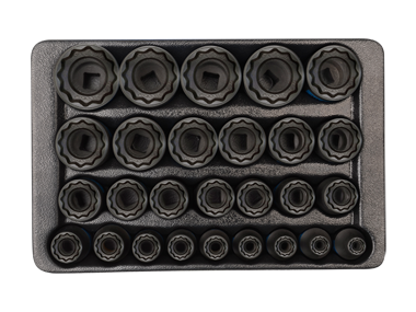 ZESTAW NASADEK UDAROWYCH 1/2" 27 cz. KRÓTKIE 12-KĄT, 8 - 36mm, WKŁAD DO WÓZKA King Tony 9-4827MP