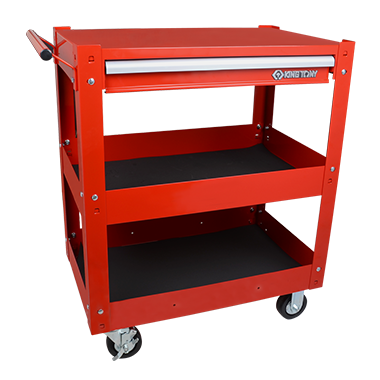 WÓZEK WARSZTATOWY 1 SZUFLADA, BLAT ROBOCZY, 2 PÓŁKI (BEZ NARZĘDZI) - CZERWONY, PROWADNICE ŁOŻYSKOWANE King Tony 87441-1B