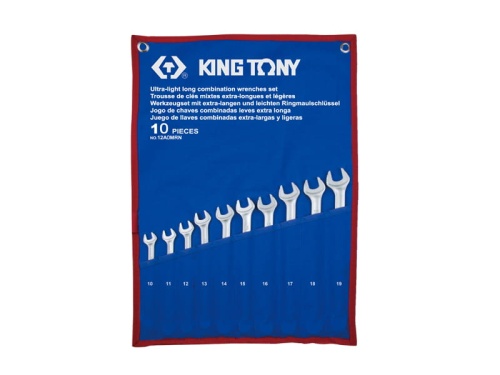 ZESTAW KLUCZY PŁASKO-OCZKOWYCH WYDŁUŻONYCH 10cz. 10 - 19mm King Tony 12A0MRN
