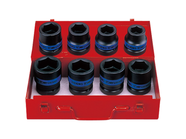 ZESTAW NASADEK UDAROWYCH 1'' 8cz. KRÓTKIE 6-kąt. 24 - 41mm King Tony 8410MP