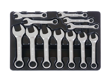 ZESTAW KLUCZY PŁASKO-OCZKOWYCH KRÓTKICH 12cz. 8 - 19mm, WKŁAD DO WÓZKA King Tony 9-1282MR