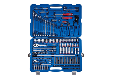 ZESTAW NASADEK 1/4''+1/2'' 153cz. 4 -32mm 12-kąt. Z AKCESORIAMI, CHROM W WALIZCE King Tony 7053MR01