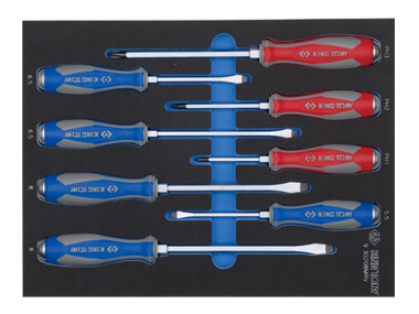 ZESTAW WKRĘTAKÓW ŚLUSARSKICH 6 cz. KRZYŻAK + PŁASKIE, WKŁAD Z PIANKI, DO WÓZKA King Tony 9-30208MRV