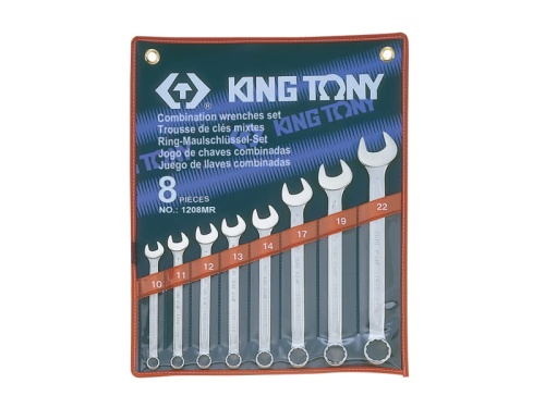 ZESTAW KLUCZY PŁASKO-OCZKOWYCH 8cz. 10 -22mm King Tony 1208MR