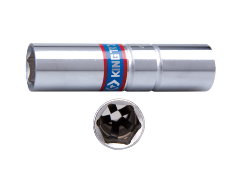 NASADKA DO ŚWIEC 1/2" 14mm x 70mm 6-kąt. CHROM, WKŁADKA Z METALOWYM KLIPSEM King Tony 467514C