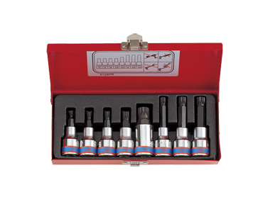 ZESTAW NASADEK Z KOŃCÓWKĄ SPLINE 1/2'' 8 cz. KRÓTKIE/DŁUGIE M5-M16 King Tony 4128PR