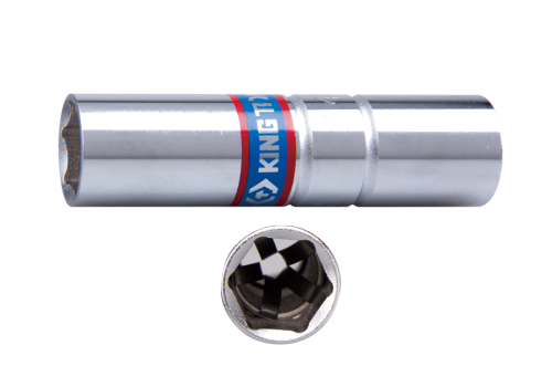 NASADKA DO ŚWIEC 3/8" 20.8mm x 70mm 6-kąt. CHROM, WKŁADKA Z METALOWYM KLIPSEM King Tony 367521