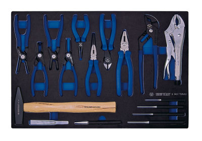 ZESTAW SZCZYPIEC + MŁOTEK + AKCESORIA 17cz., WKŁAD Z PIANKI, DO WÓZKA King Tony 9-90217GRV02