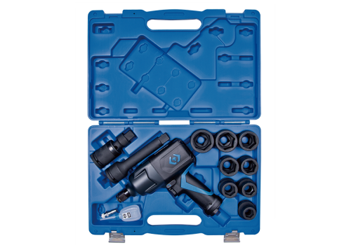 ZESTAW- KLUCZ UDAROWY PNEUMATYCZNY 3/4" 1491Nm + NASADKI UDAROWE 19 - 38mm Z AKCESORIAMI, WALIZKA, 13 CZ. King Tony 64801AMP