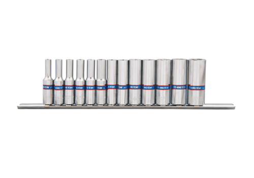 ZESTAW NASADEK 1/4" 13cz. DŁUGIE 6-kąt. 4 - 14mm, SZYNA King Tony 2311MR