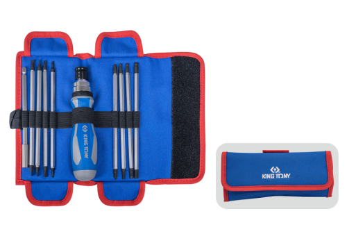 TELESKOPOWY WKRĘTAK DO BITÓW 1/4" Z GRZECHOTKĄ Z ZESTAWEM BITÓW (PH, PZ, SL, TORX, HEX) 16 CZ. King Tony 32526MRN