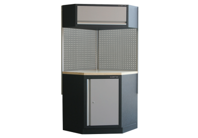 ZESTAW NAROŻNIKOWY DO MEBLI WARSZTATOWYCH Z BLATEM DREWNIANYM (SZARY) King Tony 87D11X06A-KG