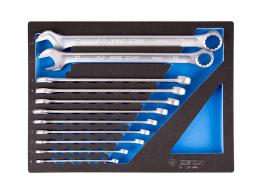 ZESTAW KLUCZY PŁASKO-OCZKOWYCH 11cz. 8 - 24mm, WKŁAD Z PIANKI, DO WÓZKA King Tony 9-12A1MRV