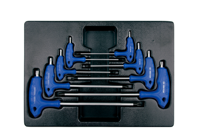 ZESTAW IMBUSÓW Z UCHWYTEM "L" 8szt. TORX / TORX T10 - T50, WKŁAD DO WÓZKA King Tony 9-22308TR