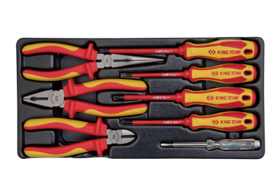 ZESTAW IZOLOWANYCH SZCZYPIEC, WKRĘTAKÓW + PRÓBNIK, WKŁAD DO WÓZKA King Tony 9-40618GP