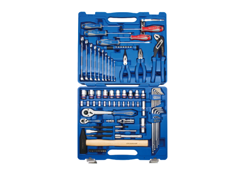 ZESTAW NARZĘDZI, NASADKI, BITY, WKRĘTAKI, KLUCZE, SZCZYPCE, MŁOTEK, LATARKA 81 cz. W WALIZCE King Tony 7081MR