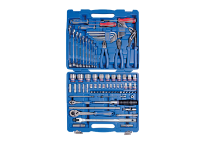 ZESTAW NARZĘDZI 87 cz. NASADKI 1/4"+1/2" 5 - 32mm, 6-kąt. Z GRZECHOTKAMI, SZCZYPCE, WKRĘTAKI, KLUCZE I AKCESORIA, WALIZKA King Tony 7587MR