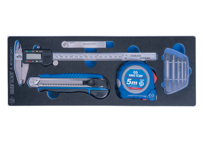 ZESTAW NARZĘDZI 5 cz. NÓŻ + SUWMIARKA + WYKRĘTAKI + MIARKA + SZCZELINOMIERZ, WKŁAD Z PIANKI EVA DO WÓZKA King Tony 9-90305TQV01