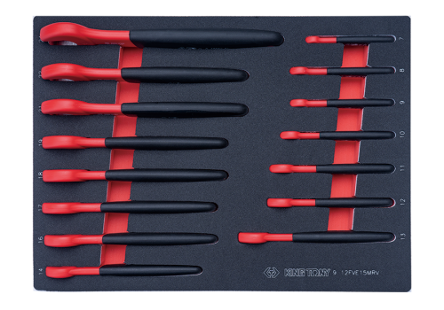 ZESTAW KLUCZY PŁASKICH VDE 7-24mm. WKŁAD EVA DO WÓZKA King Tony 9-12FVE15MRV