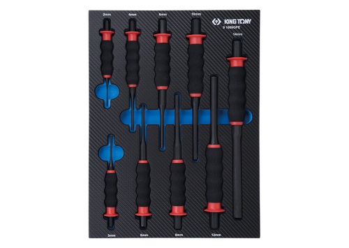 ZESTAW WYBIJAKÓW IGŁOWYCH Z UCHWYTEM GUMOWYM 2 - 14mm 9 cz.. WKŁAD EVA DO WÓZKA King Tony 9-1009GPE