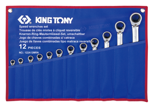 ZESTAW KLUCZY PŁASKO-OCZKOWYCH Z GRZECHOTKĄ DWUKIERUNKOWĄ  12cz. 8-24mm King Tony 122A12MRN