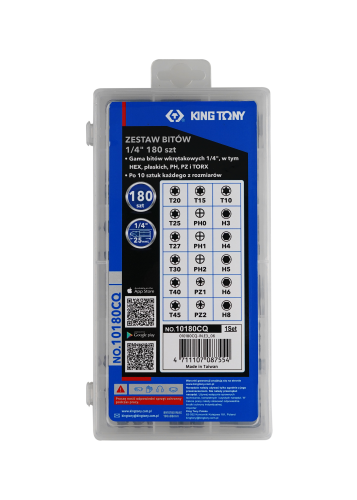 ZESTAW BITÓW 1/4" 180 szt. King Tony 10180CQ
