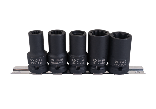 ZESTAW NASADEK UDAROWYCH 1/2" 5cz. KRÓTKIE 7-kąt/10-kąt. 11.5mm - 22mm King Tony 9BC4A05MP