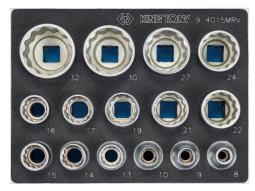 ZESTAW NASADEK 1/2" 12-KĄT. 8-32mm WKŁAD Z PIANKI DO WÓZKA King Tony 9-4015MRV