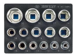 ZESTAW NASADEK 1/2" 6-KĄT. 8-32mm WKŁAD Z PIANKI DO WÓZKA King Tony 9-4515MRV
