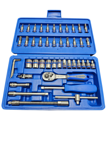 Zestaw narzędzi 1/4" nasadki, grzechotka + akcesoria 46 cz. King Tony ST2346MR01