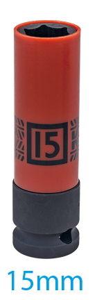 NASADKA UDAROWA CIENKOŚCIENNA Z TULEJĄ ZABEZPIECZAJĄCĄ 1/2" 15mm x 85mm. 6-kąt. DO ALUFELG King Tony 494515M