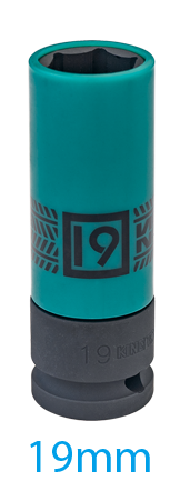 NASADKA UDAROWA CIENKOŚCIENNA Z TULEJĄ ZABEZPIECZAJĄCĄ 1/2" 19mm x 80mm. 6-kąt. DO ALUFELG King Tony 494519M