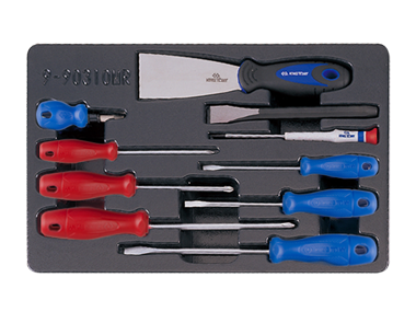 ZESTAW WKRĘTAKÓW 10cz. ZE SZPACHLĄ I PRZECINAKIEM, WKŁAD DO WÓZKA King Tony 9-90310MR