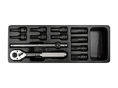 ZESTAW NASADEK UDAROWYCH 3/8" 12cz. KRÓTKIE HEX H4-H17 Z AKCESORIAMI, WKŁAD DO WÓZKA King Tony 9-3432MP