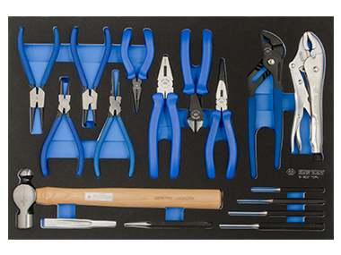 ZESTAW SZCZYPIEC + MŁOTEK + AKCESORIA 17cz., WKŁAD Z PIANKI, DO WÓZKA King Tony 9-90217GRV