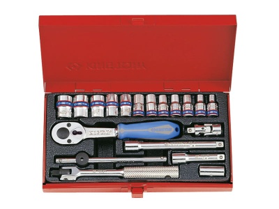 ZESTAW NASADEK 1/4'' 19cz. KRÓTKIE, 6-kąt. 4 - 13mm Z AKCESORIAMI King Tony 2521MR