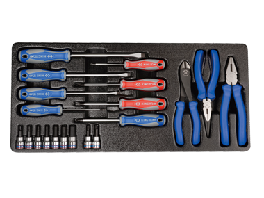 ZESTAW 20 CZ. WKRĘTAKI + NASADKI 3/8" HEX H3 - H12, TORX T30, T40 + SZCZYPCE, WKŁAD DO SKRZYNKI King Tony 9-90220MR