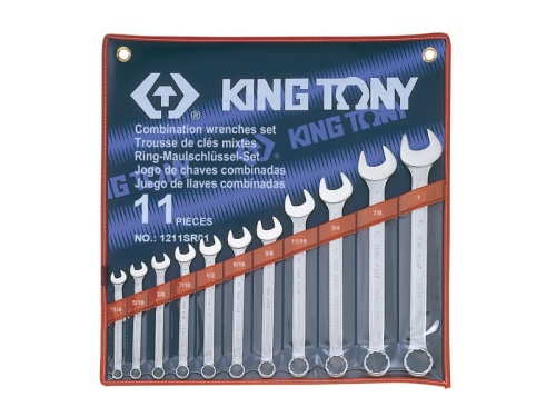 ZESTAW KLUCZY PŁASKO-OCZKOWYCH 11cz. CALOWE 1/4 - 1'' King Tony 1211SR01