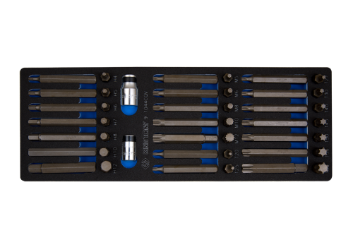 ZESTAW BITÓW 10mm 44cz. HEX 4 - 12mm, TORX T20 - T60, SPLINE 5 - 12mm, WKŁAD Z PIANKI DO WÓZKA King Tony 9-1044CQV