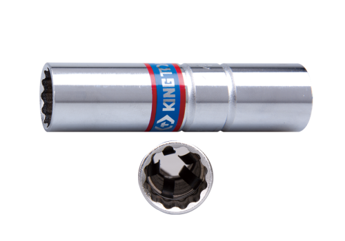 NASADKA DO ŚWIEC 1/2" 16mm x 70mm 12-kąt. CHROM, WKŁADKA Z METALOWYM KLIPSEM King Tony 467016