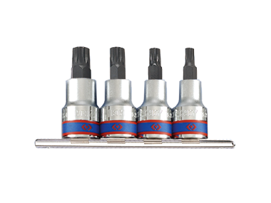 ZESTAW NASADEK Z KOŃCÓWKĄ SPLINE 1/2'' 4cz. KRÓTKIE M6 - M12 King Tony 4126PR