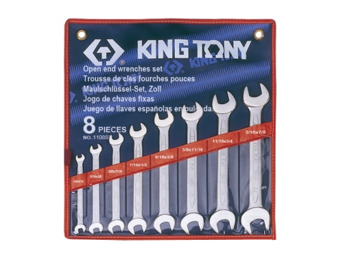 ZESTAW KLUCZY PŁASKICH 8cz. CALOWE 1/4 - 7/8'' King Tony 1108SR