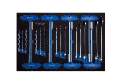 ZESTAW KLUCZY PŁASK-OCZKOWYCH 8 - 24mm ORAZ KLUCZY NASADOWYCH 6 - 11mm, WKŁAD Z PIANKI, DO WÓZKA King Tony 9-91122MRV