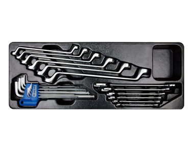 ZESTAW 21cz.-KLUCZE PŁASKIE 6cz. 6-24mm, KLUCZE OCZKOWE ODGIĘTE 75* 6cz. 8-19mm, IMBUSY 9 szt.1120 HEX Z KULKĄ,WKŁAD DO SKRZYNKI King Tony 9-90121MR