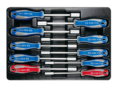 ZESTAW WKRĘTAKÓW Z NASADKĄ 10 cz. 6-13MM + 1/4", 5/16", WKŁAD DO WÓZKA King Tony 9-30110CR