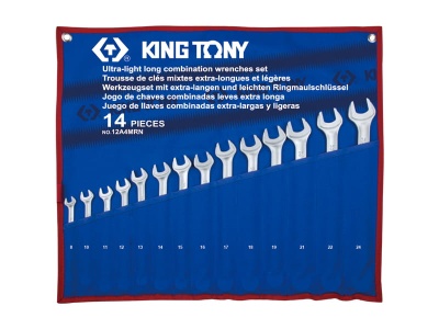 ZESTAW KLUCZY PŁASKO-OCZKOWYCH EKSTRA DŁUGICH 14cz. 8 – 24mm King Tony 12A4MRN