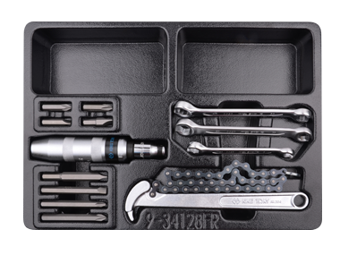 WKRĘTAK UDAROWY + BITY KRÓTKIE I DŁUGIE 5/16", KLUCZE DO FILTRA OLEJU I PRZEWODÓW HAMULCOWYCH, WKŁAD DO WÓZKA King Tony 9-34128FR