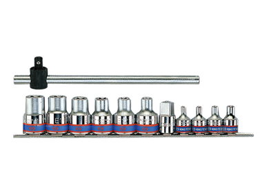 ZESTAW NASADEK 3/8'' + 1/2'' 12cz. E4 - E20 + POKRĘTŁO King Tony 7112PR