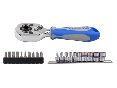 ZESTAW 1/4" NASADEK KRÓTKICH, BITY Z GRZECHOTKĄ, 21 CZ., King Tony 2501MR